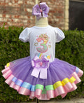 Embroidered Personalized Birthday Princess Pastel Tutu Set Outfit