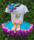 Embroidered Personalized Birthday Unicorn Face Tutu Set Outfit